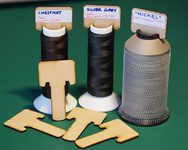 small pic markers cut blanks & labeled on spools