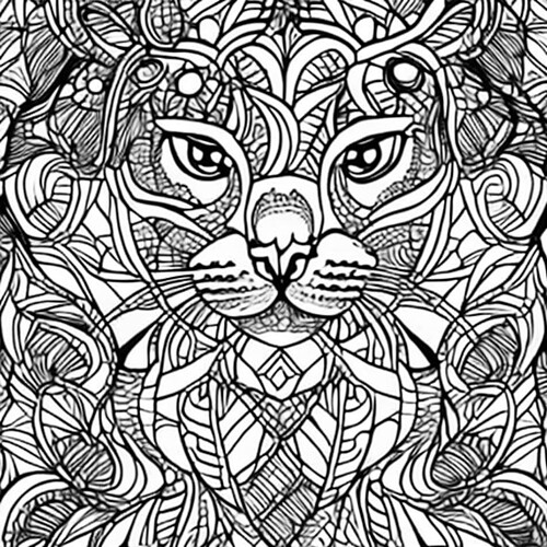 Zentangle Field of Cats Adult Coloring Book