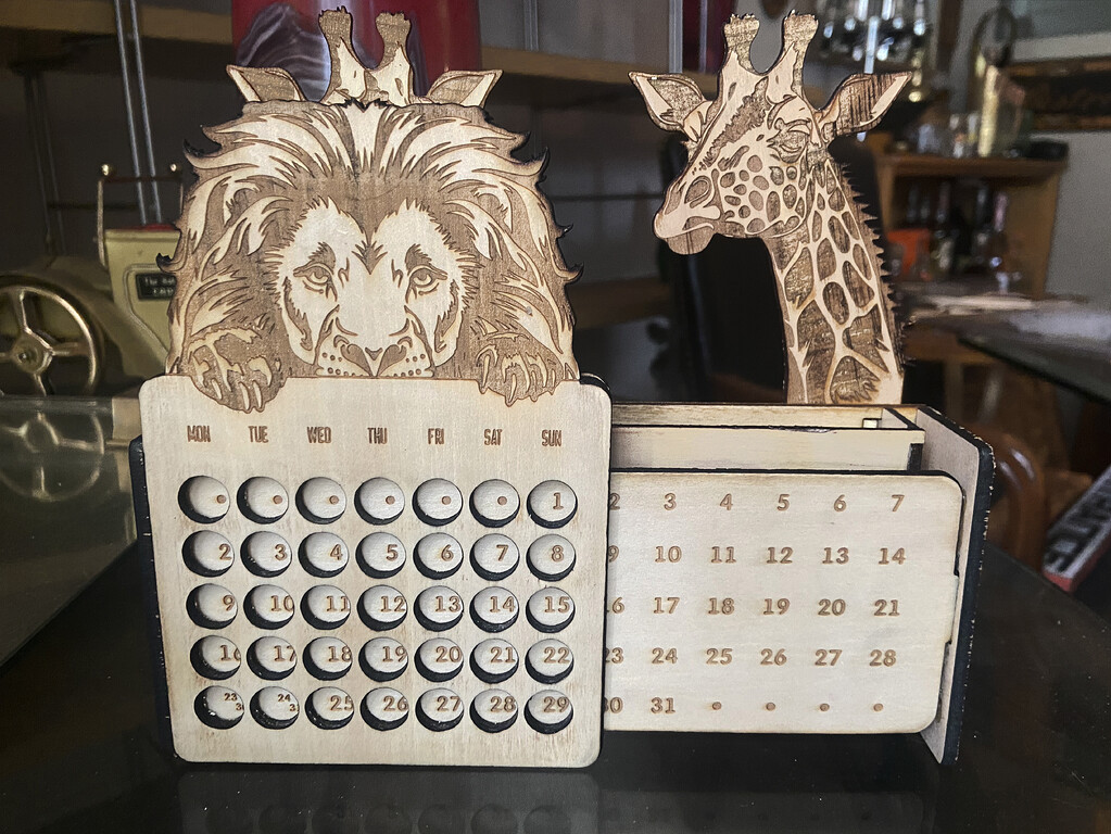 Lion Giraffes Calendar Mail Holder Made On A Glowforge lion-giraffes-calendar-mail-holder-made-on-a-glowforge