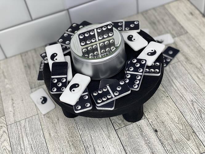 Black and White Ying and Yang Dominoes Set