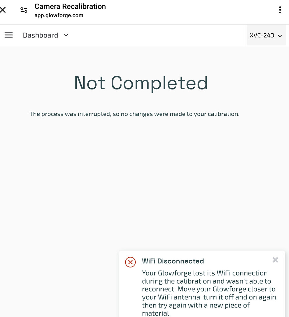 Recalibrate camera error - Community Support - Glowforge Owners Forum