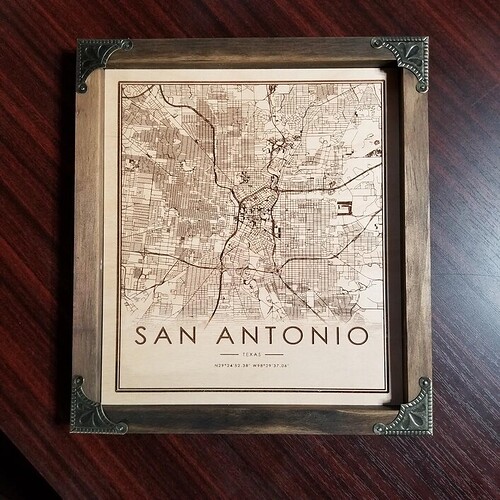 San Antonio Map Framed