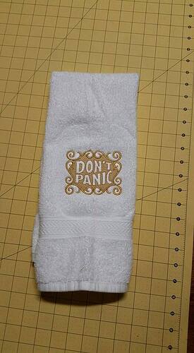 Don't Panic Hand Towel - Gold