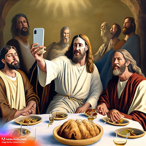 Firefly_Jesus+takes a selfie with the disciples during the last supper_art,digital_40474