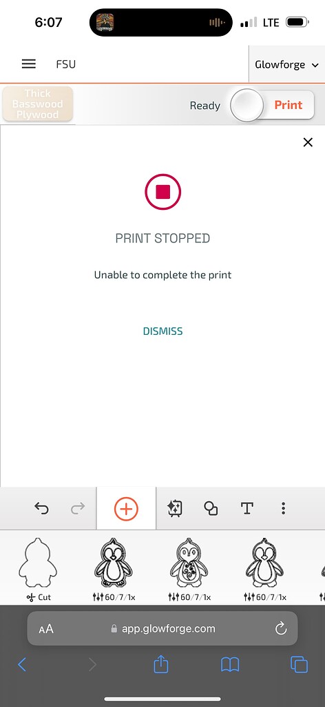 Print stop. Unable to complete - Community Support - Glowforge Owners Forum