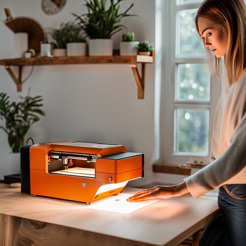 woman_using_a_very_small_desktop_laser_cutter_machine_in_her_home_The_machine_has_an_orange_glass_window_on_top_from_which_a_warm_glow_is_emitted_steps-44_seed-0ts-1689801485_idx-0