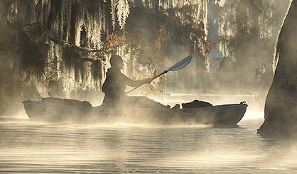 Cropped kayak in mist