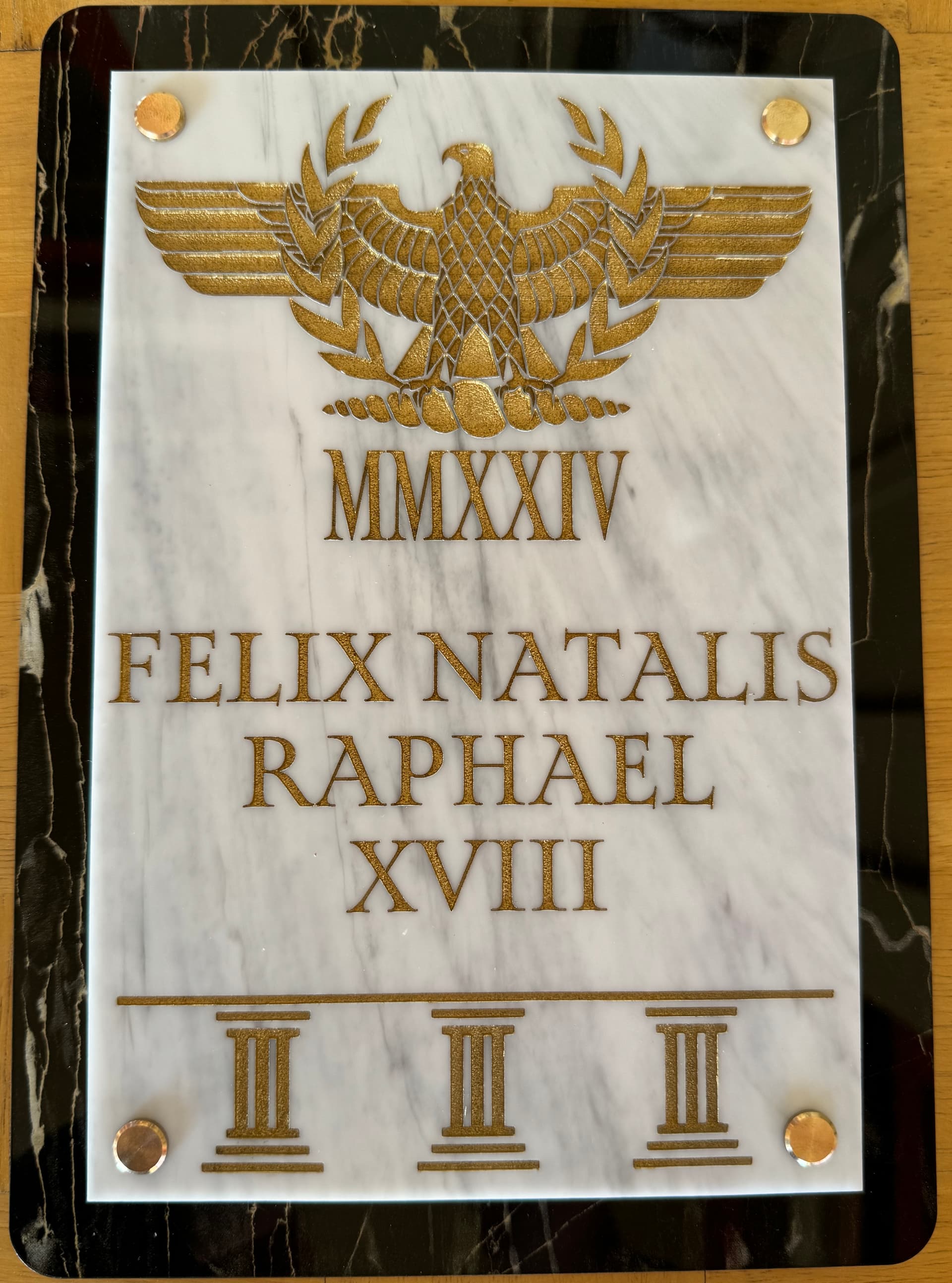 Roman Themed Birthday Card/Plaque with Faux Stone Made on a