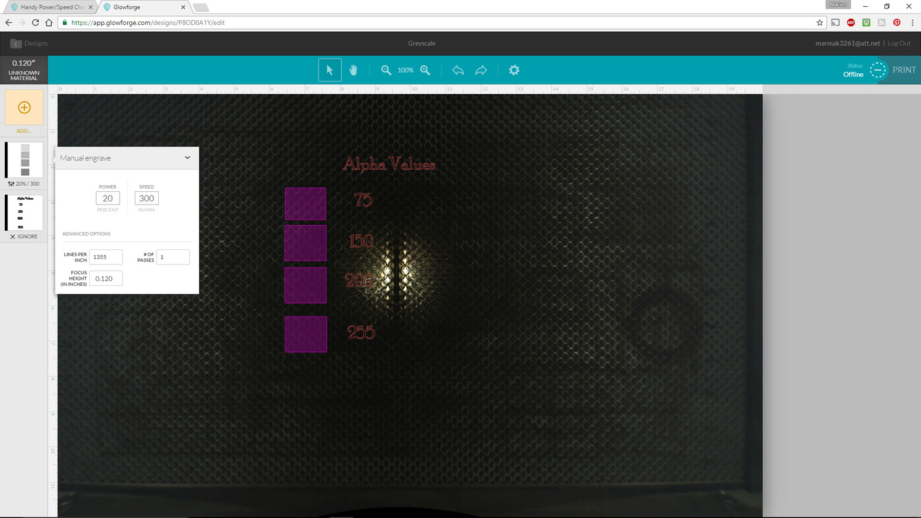 Handy Power/Speed Chart from Laserbits Uses? Everything